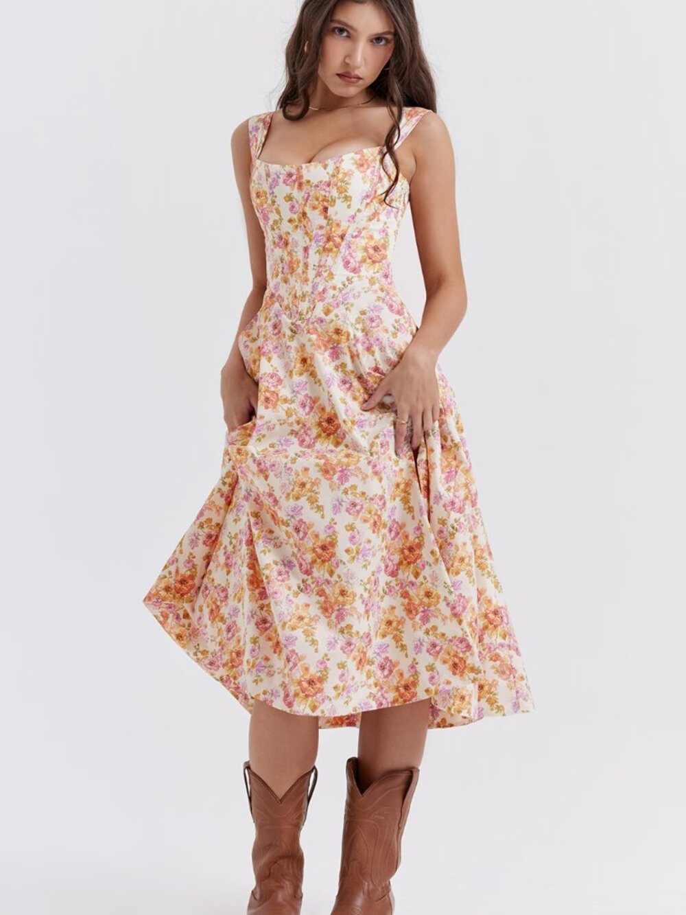 NWT House of CB Saira Ivory Floral Corset Midi Dress Size S - Picture 12 of 13